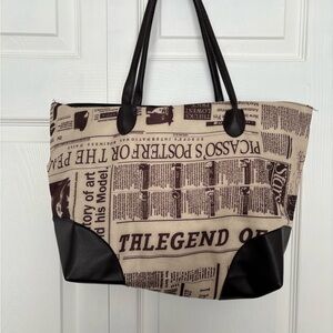 Newspaper print tote